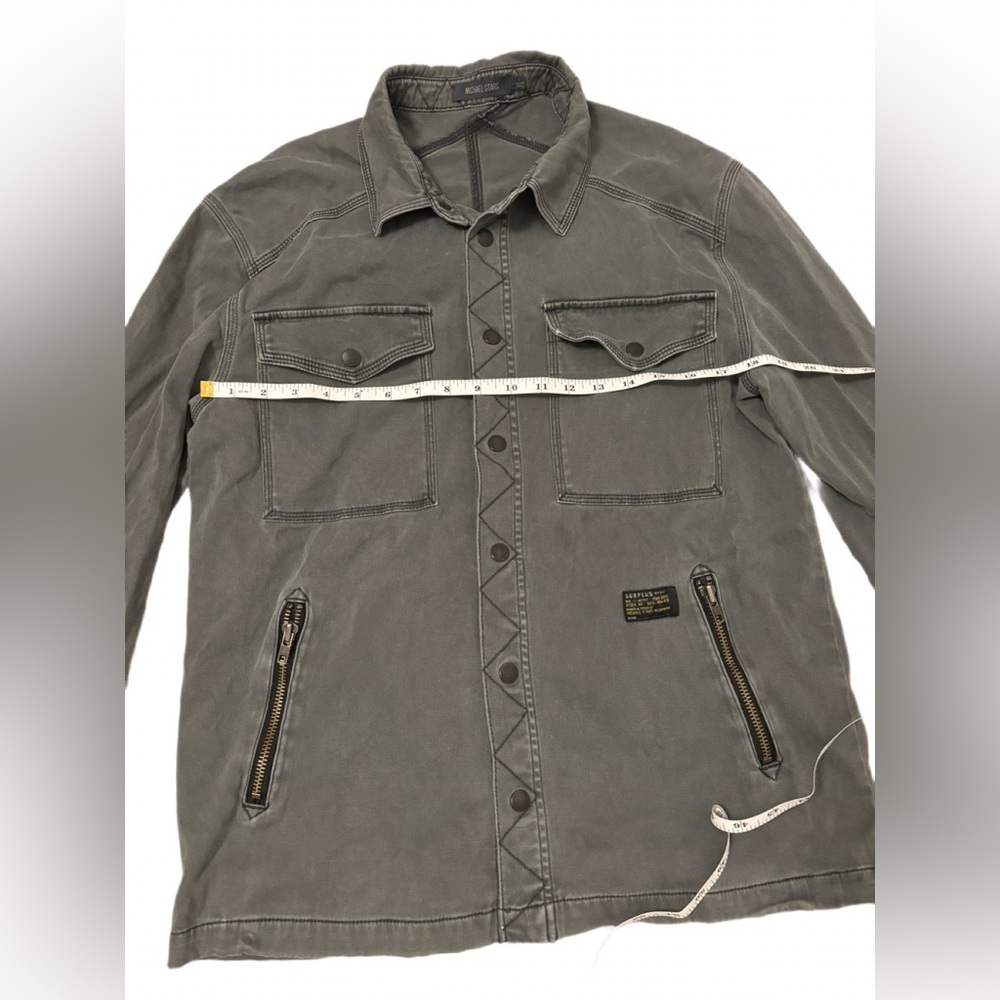Michael Stars Surplus Military Utility Jacket Green Zip Pockets Men’s Large - Picture 7 of 7